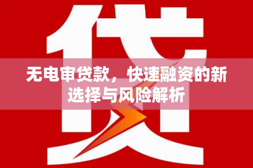 连山无电审贷款，快速融资的新选择与风险解析