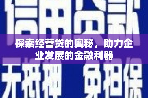 连山探索经营贷的奥秘，助力企业发展的金融利器