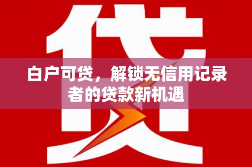 连山白户可贷，解锁无信用记录者的贷款新机遇