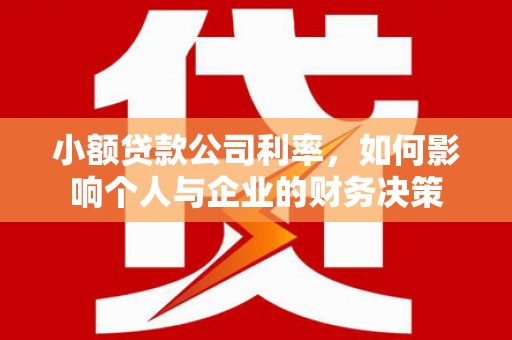 连山小额贷款公司利率，如何影响个人与企业的财务决策