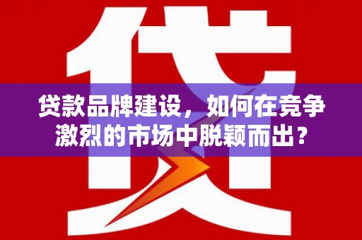 连山贷款品牌建设，如何在竞争激烈的市场中脱颖而出？